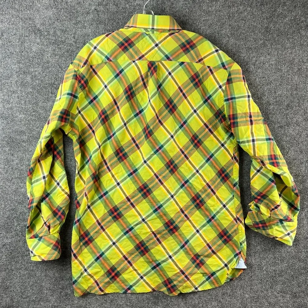 Tommy Hilfiger Shirt Adult Large Green Plaid Button Up Long Sleeve Casual Mens - Picture 12 of 16